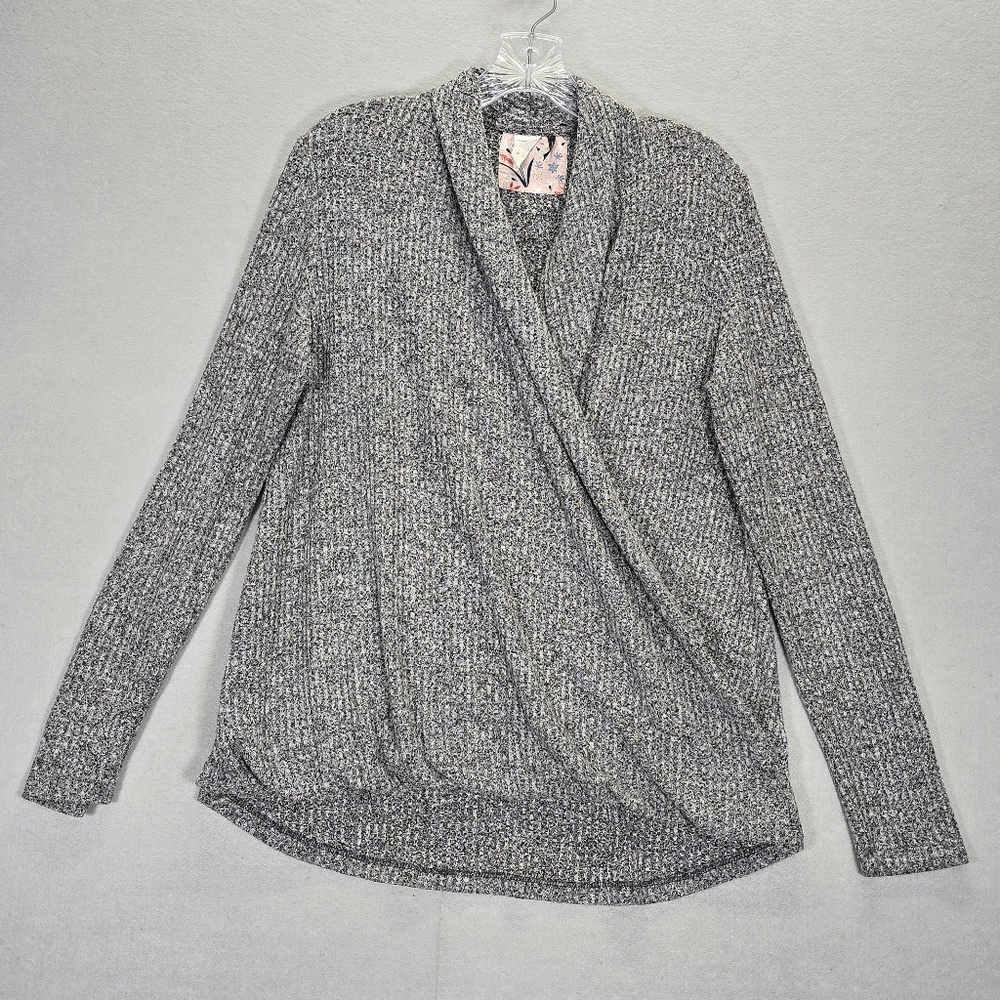 Anthropologie Akemi + Kin Grey Faux Wrap Sweater Top Women's Size  Medium